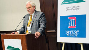 Dean Aksu at Vermont State Dental Society press conference