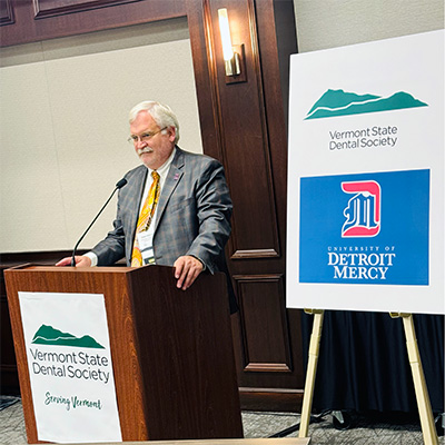 Dean Aksu at Vermont State Dental Society press conference